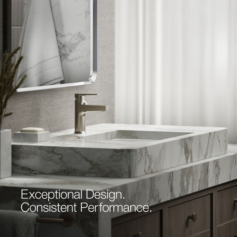 Taut Transitional Single-Handle Low-Arc Faucet in Vibrant Brushed Nickel