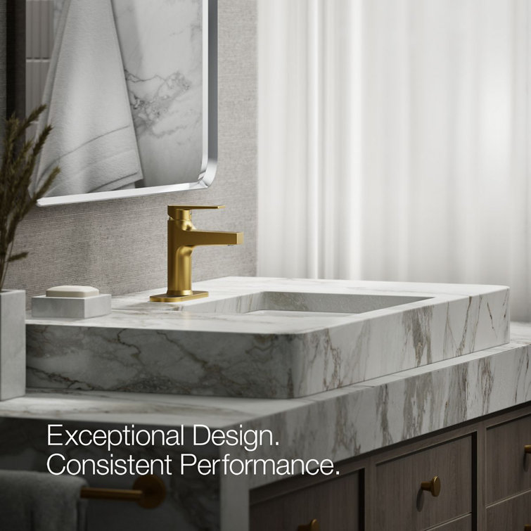 Vibrant Brushed Brass Single-Handle Bathroom Faucet with Escutcheon