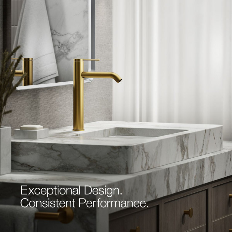 Vibrant Brushed Moderne Brass Tall Single-Handle Bathroom Faucet
