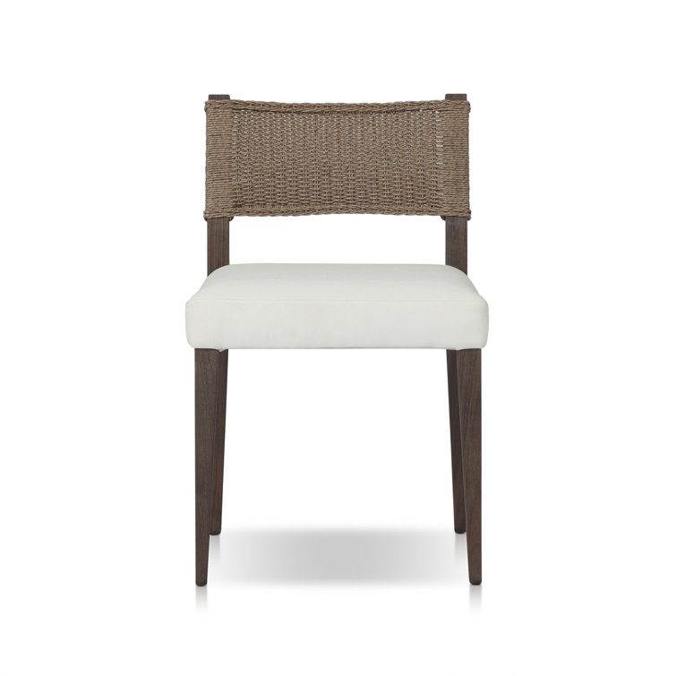 Arashi Salt and Saddle Brown Teak Dining Chair with Woven Back