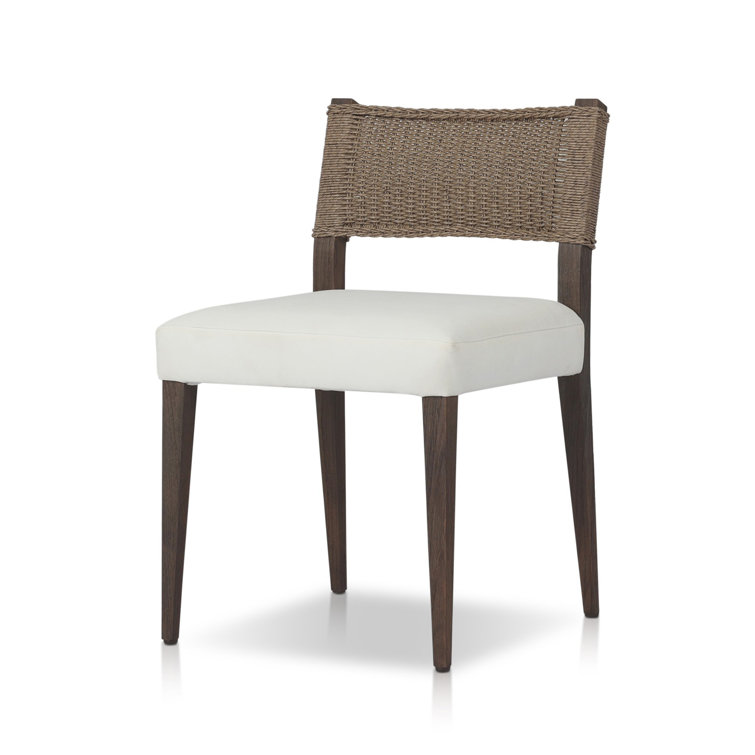 Arashi Salt and Saddle Brown Teak Dining Chair with Woven Back