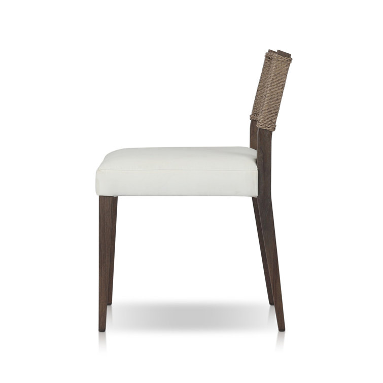 Arashi Salt and Saddle Brown Teak Dining Chair with Woven Back