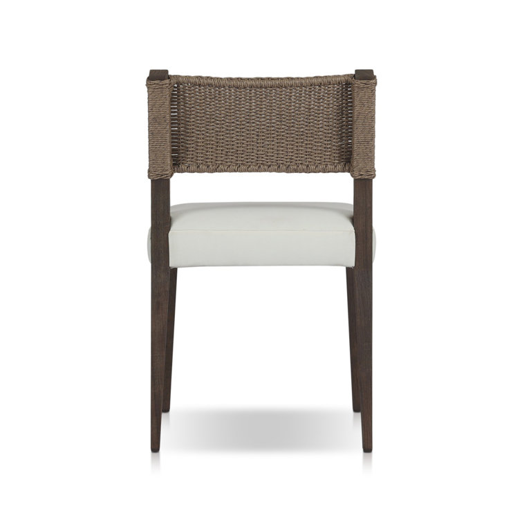 Arashi Salt and Saddle Brown Teak Dining Chair with Woven Back
