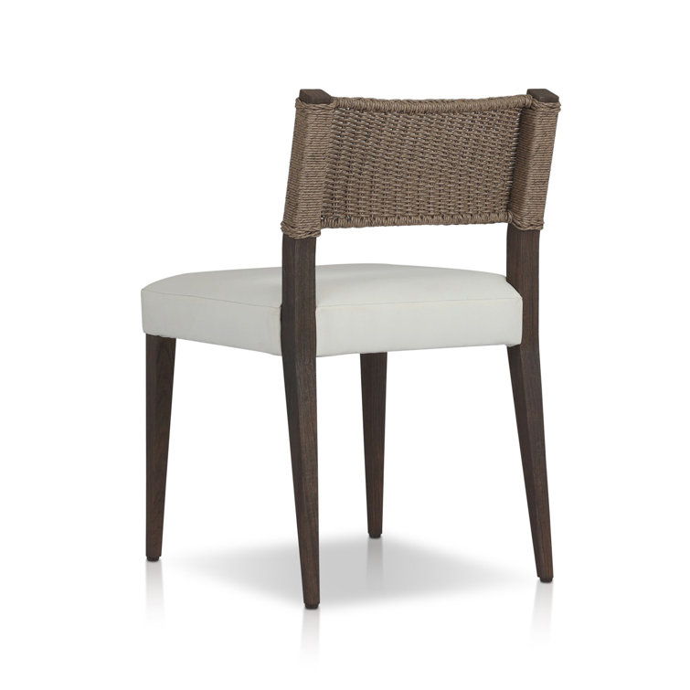Arashi Salt and Saddle Brown Teak Dining Chair with Woven Back