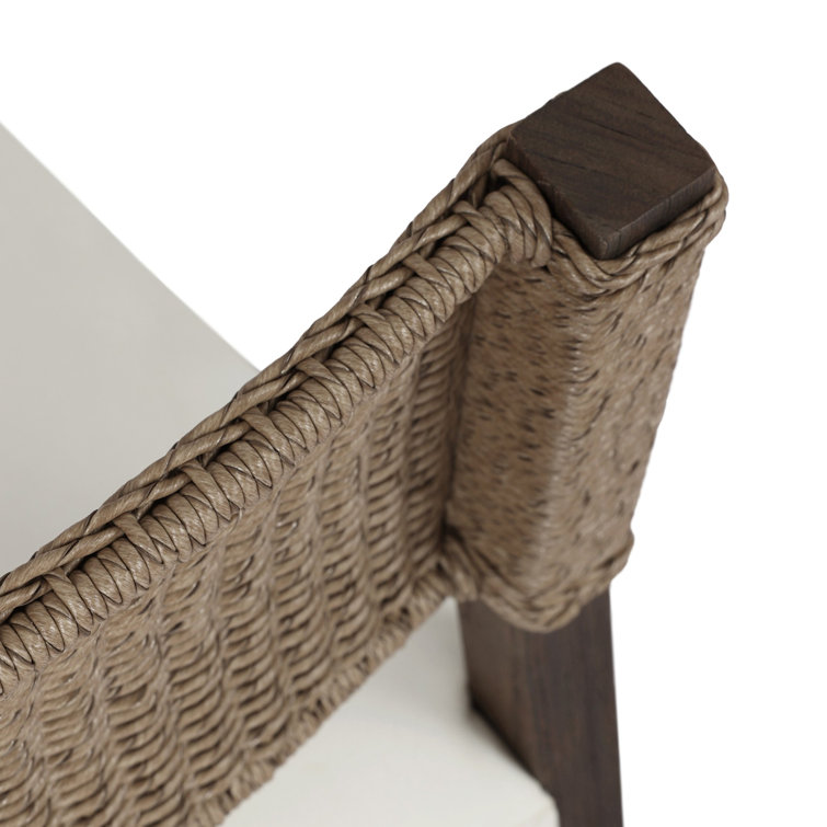 Arashi Salt and Saddle Brown Teak Dining Chair with Woven Back