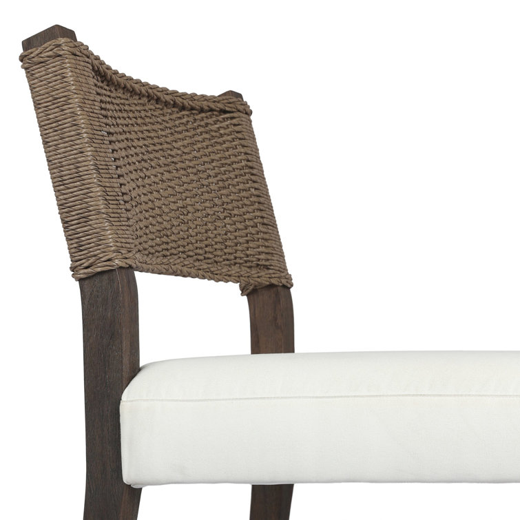 Arashi Salt and Saddle Brown Teak Dining Chair with Woven Back