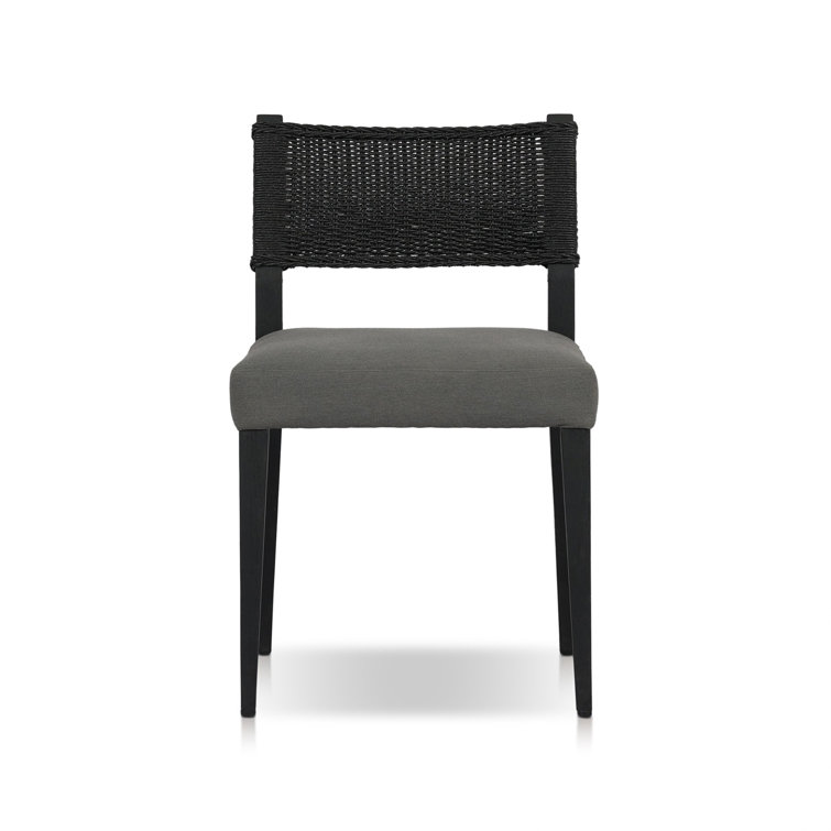 Arashi Salt and Saddle Brown Teak Dining Chair with Woven Back