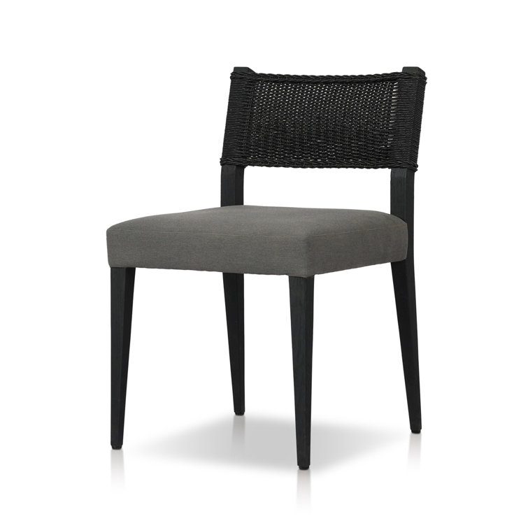 Arashi Salt and Saddle Brown Teak Dining Chair with Woven Back
