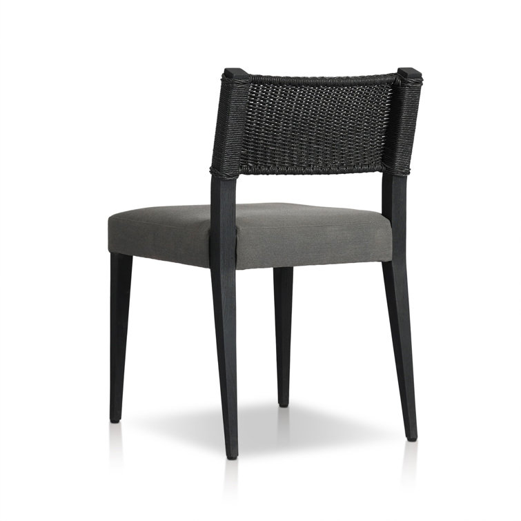 Arashi Salt and Saddle Brown Teak Dining Chair with Woven Back