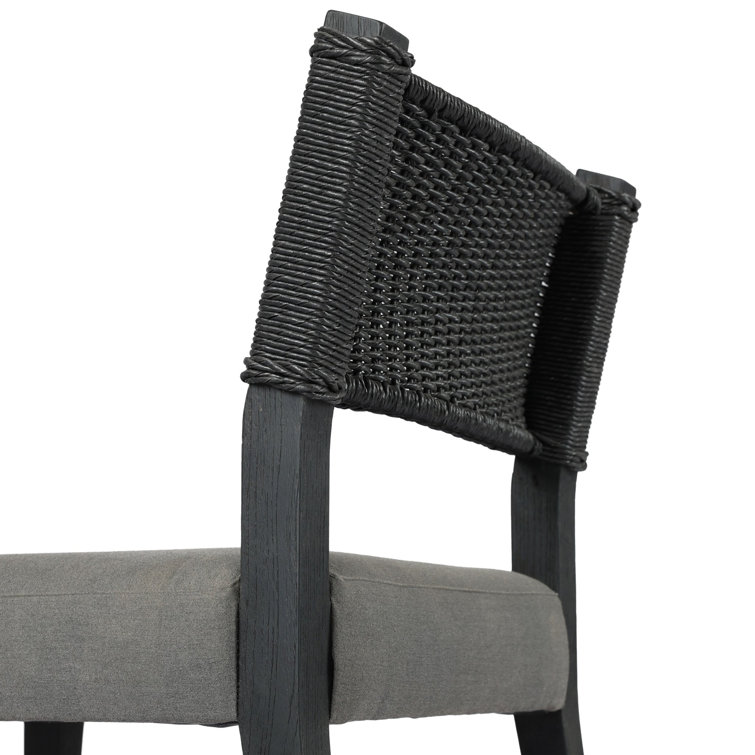 Arashi Salt and Saddle Brown Teak Dining Chair with Woven Back
