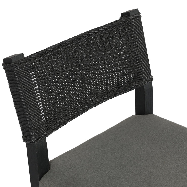 Arashi Salt and Saddle Brown Teak Dining Chair with Woven Back