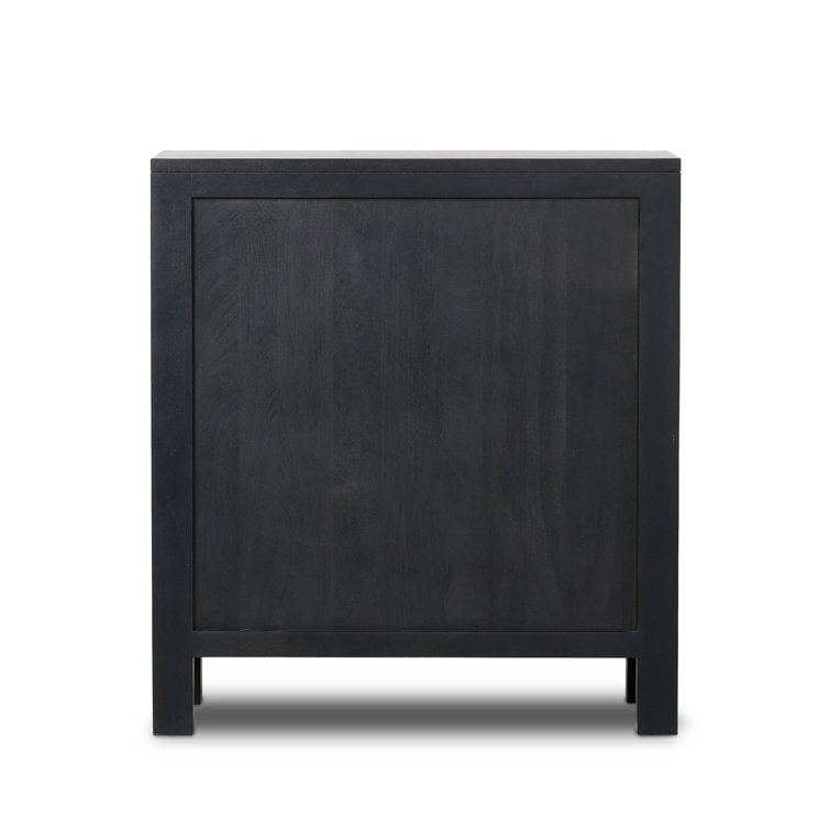 Black Wash Solid Wood and Cane Bar Cabinet