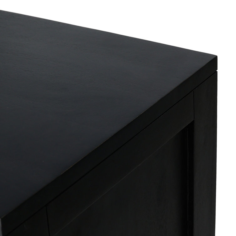 Black Wash Solid Wood and Cane Bar Cabinet