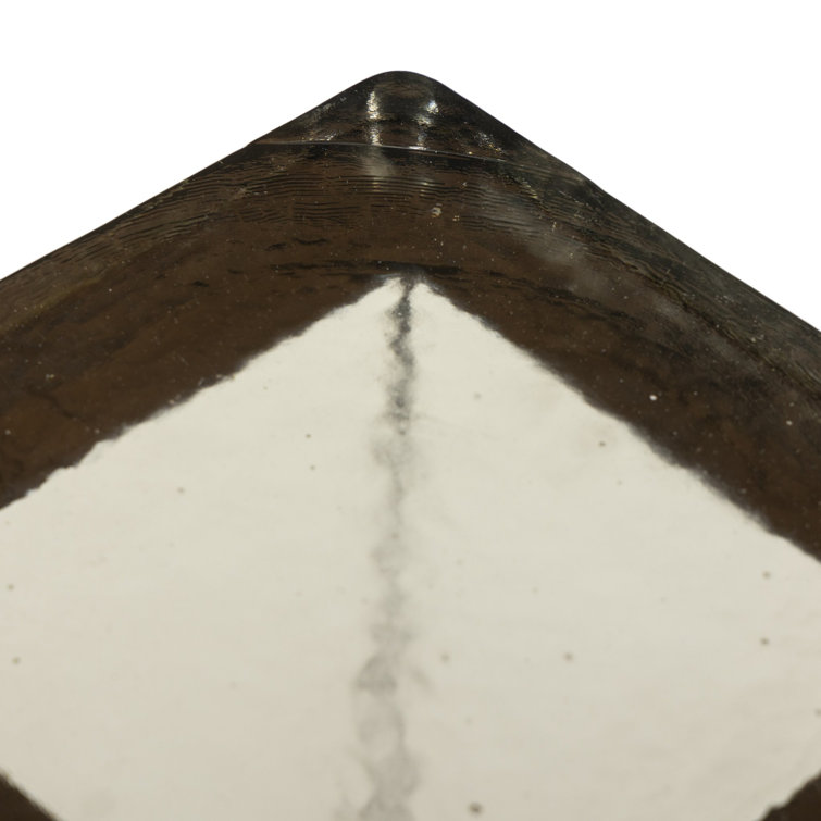 Clear Cast Glass End Table with Dark Brass Metal Base