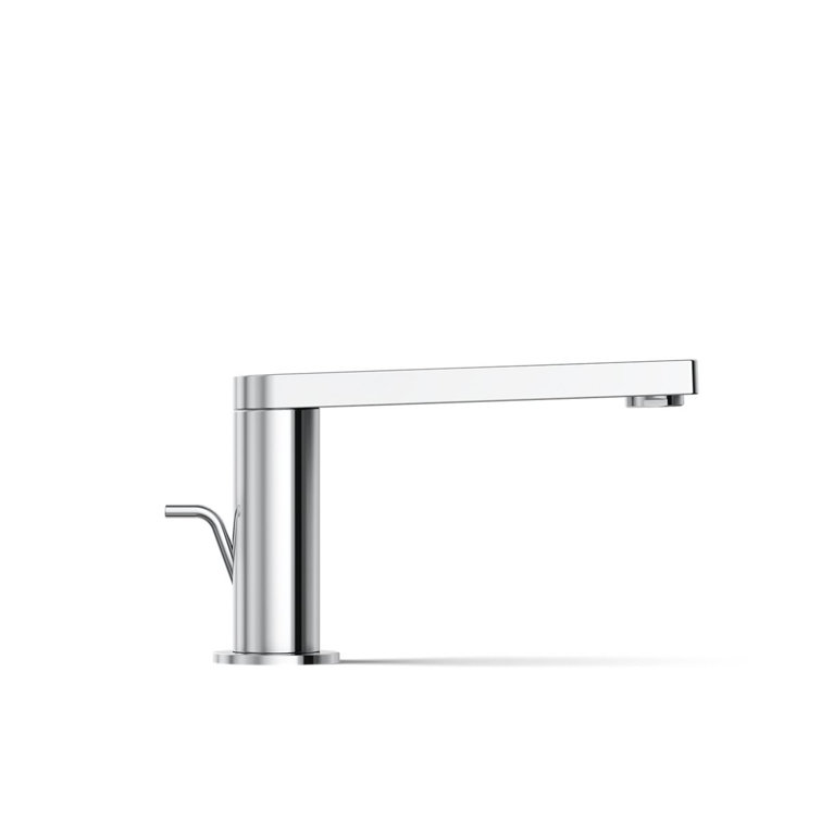 Composed Minimalist Polished Chrome Single-Handle Bathroom Faucet