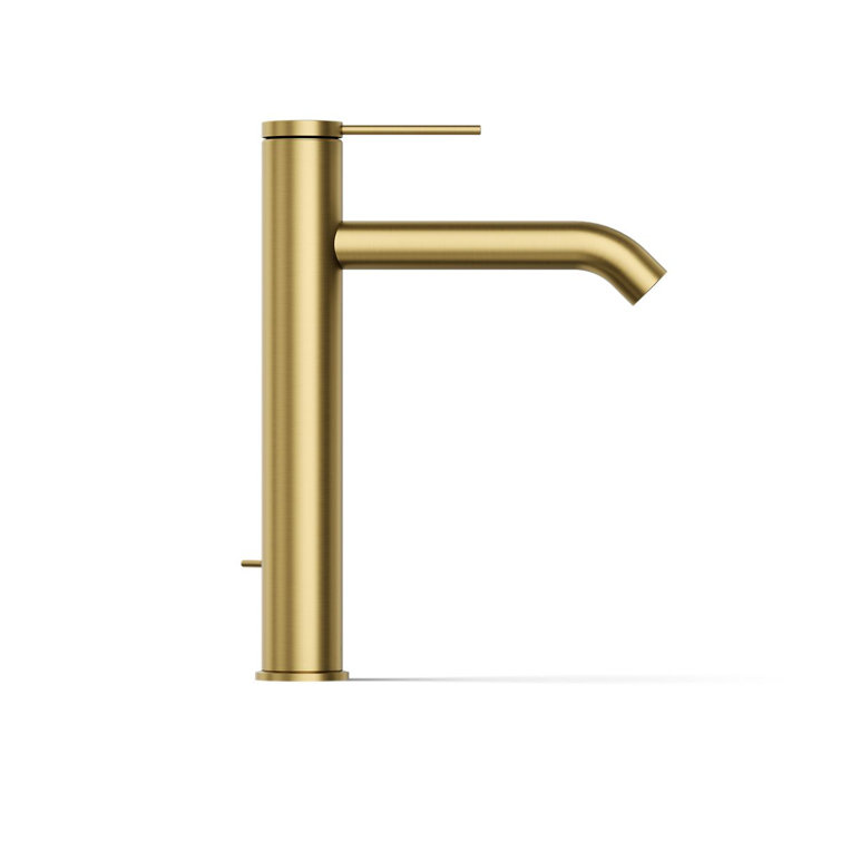 Vibrant Brushed Moderne Brass Tall Single-Handle Bathroom Faucet