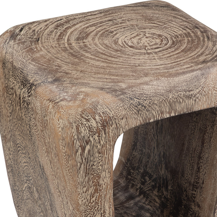 Rustic Brown Solid Suar Wood Accent Stool