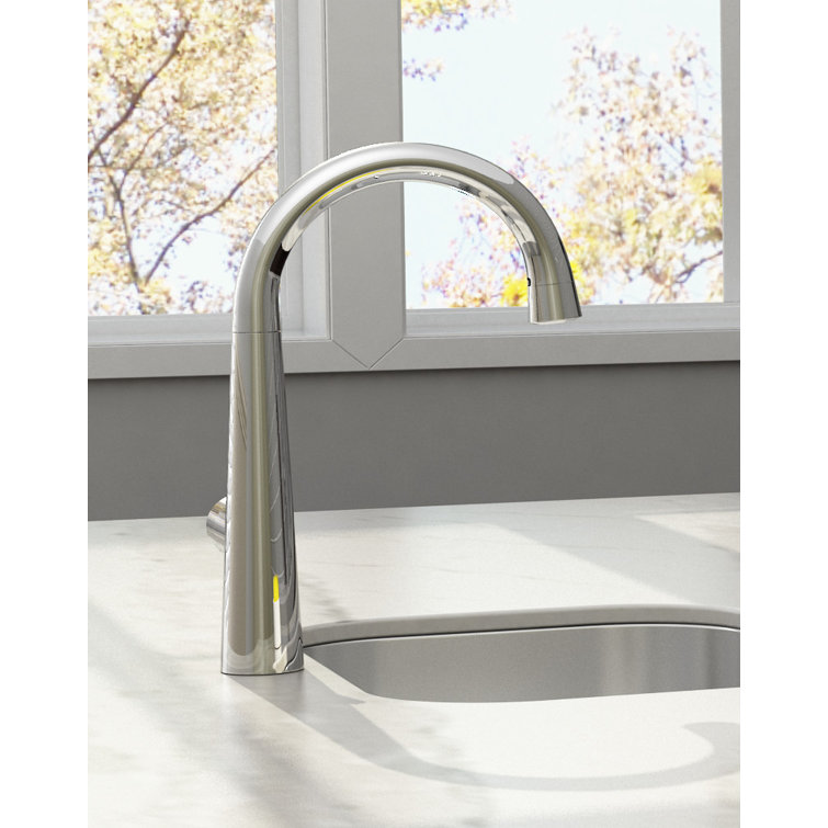 Edgewater Polished Chrome Pull-Down Bar Faucet with Brass