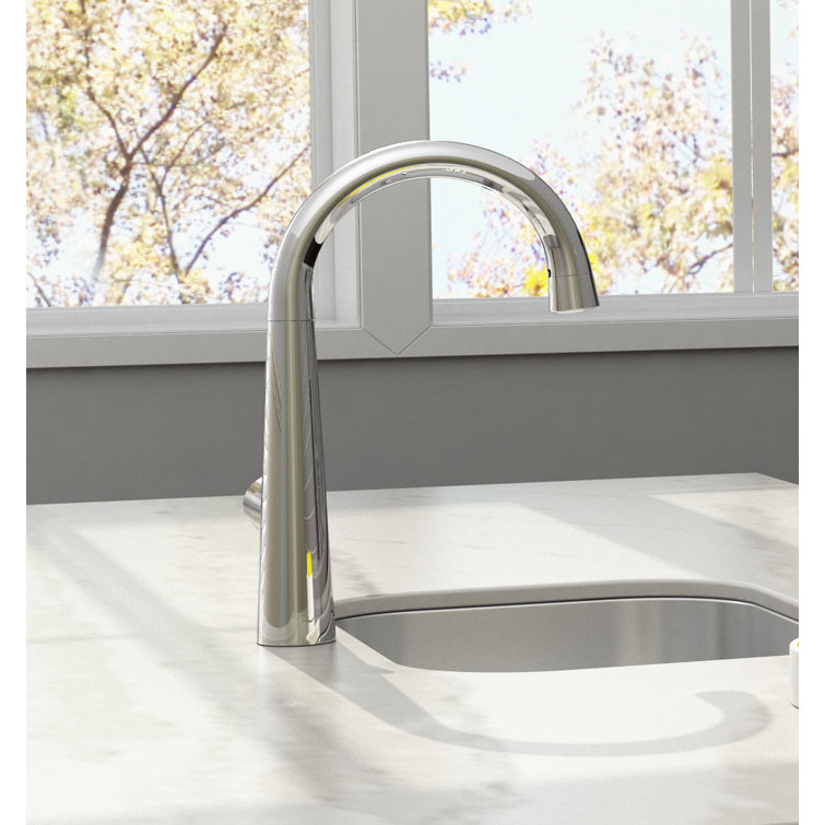 Edgewater Polished Chrome Pull-Down Bar Faucet with Brass