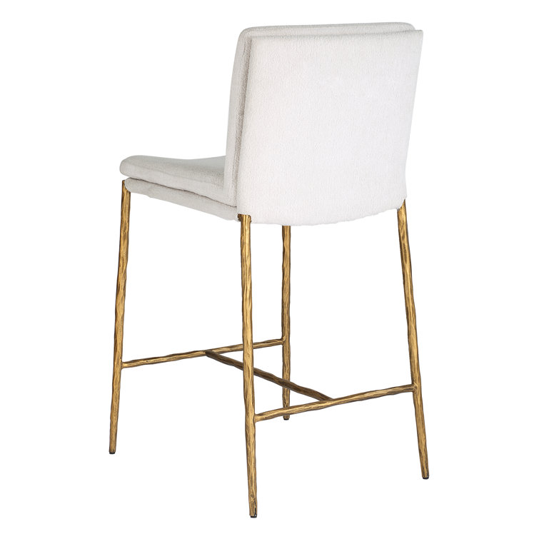 Ascend White Boucle Counter Stool with Gold Iron Base