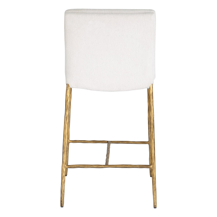Ascend White Boucle Counter Stool with Gold Iron Base