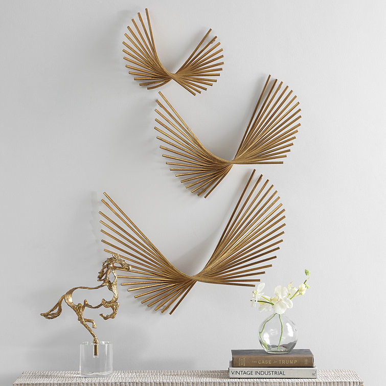 Antique Gold Leaf Iron Wall Decor Set of Three