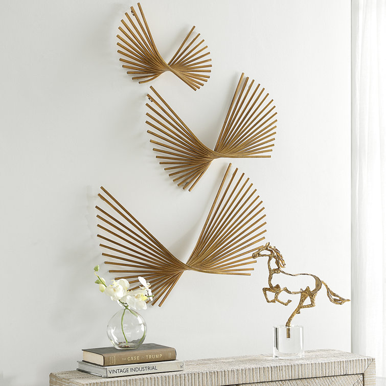 Antique Gold Leaf Iron Wall Decor Set of Three