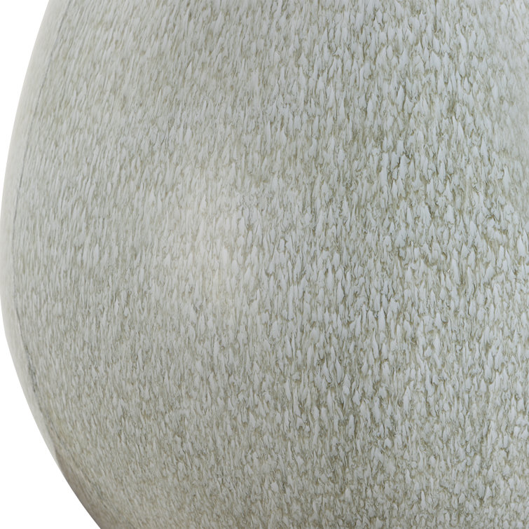 Mushroom Gray Ceramic Teardrop Table Lamp with White Linen Shade