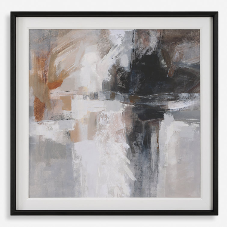 Neutral Abstract Framed Print with Black Wood Frame