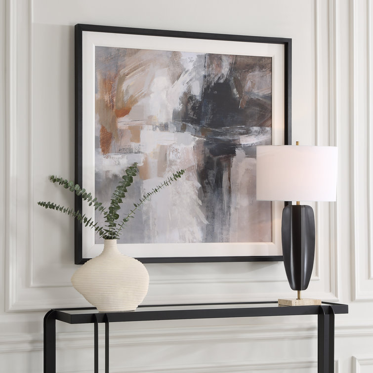 Neutral Abstract Framed Print with Black Wood Frame