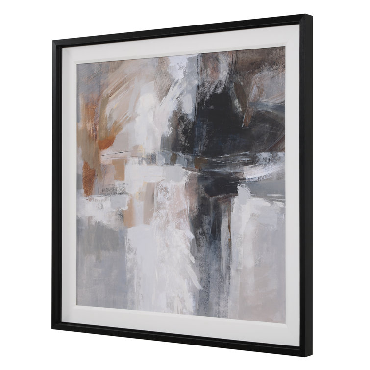 Neutral Abstract Framed Print with Black Wood Frame