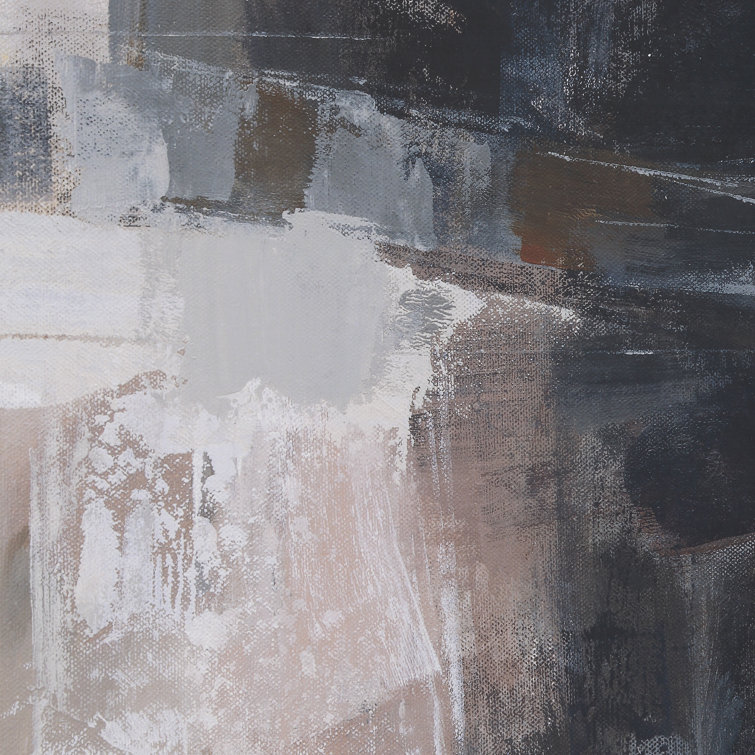 Neutral Abstract Framed Print with Black Wood Frame