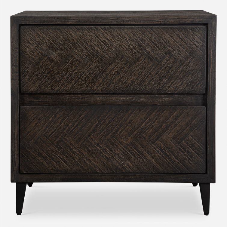 Dark Brown Herringbone Mindi Wood Accent Chest