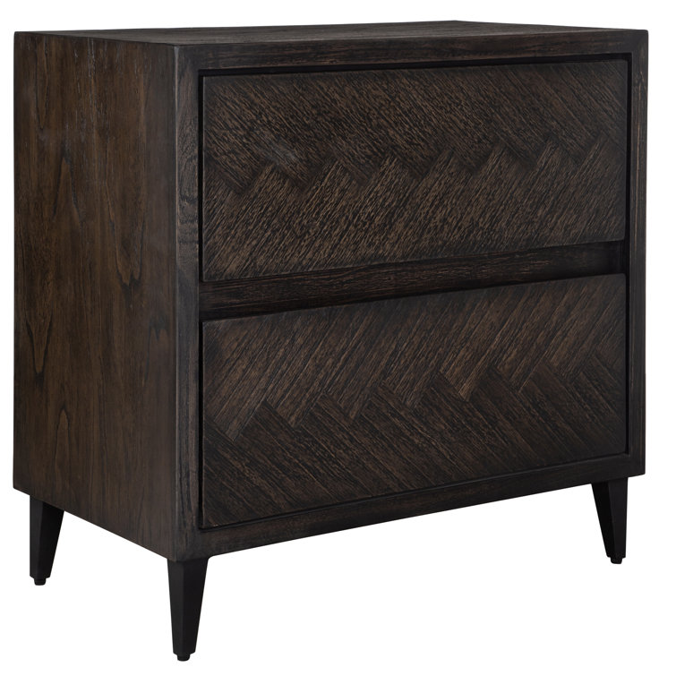 Dark Brown Herringbone Mindi Wood Accent Chest