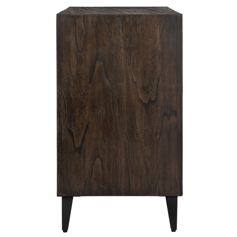 Dark Brown Herringbone Mindi Wood Accent Chest