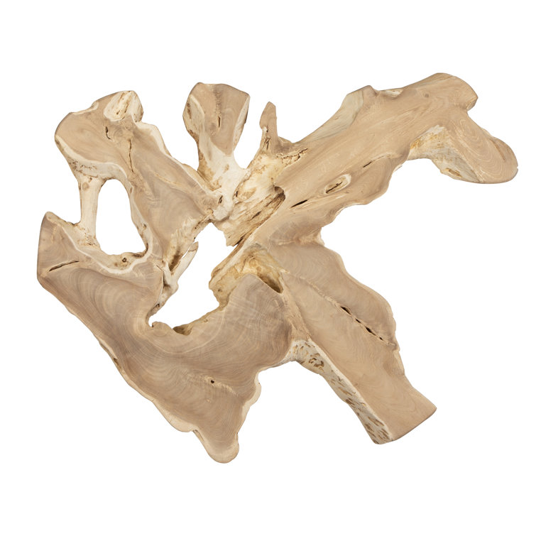 Natural Bleached Blonde Teak Wood Wall Decor, 39.5"