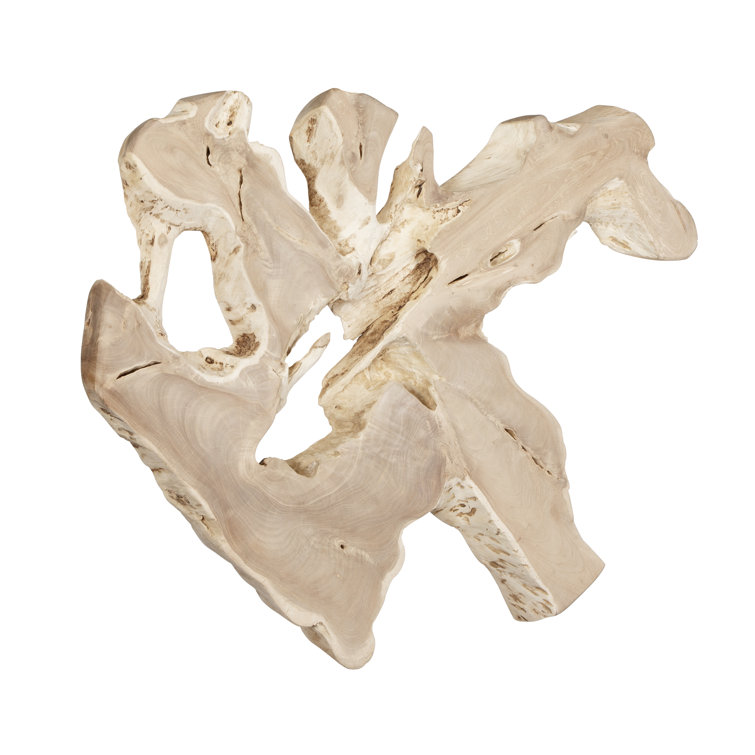 Natural Bleached Blonde Teak Wood Wall Decor, 39.5"