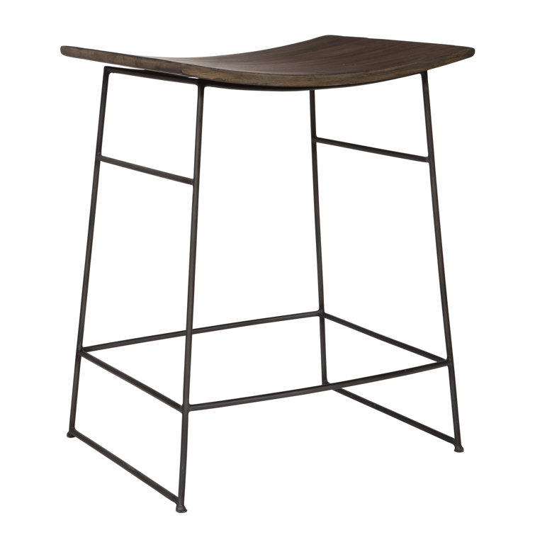 Walnut and Dark Gunmetal Rustic Counter Stool