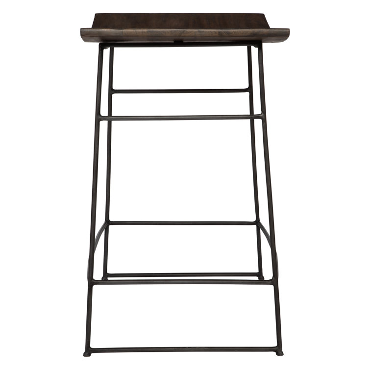 Walnut and Dark Gunmetal Rustic Counter Stool