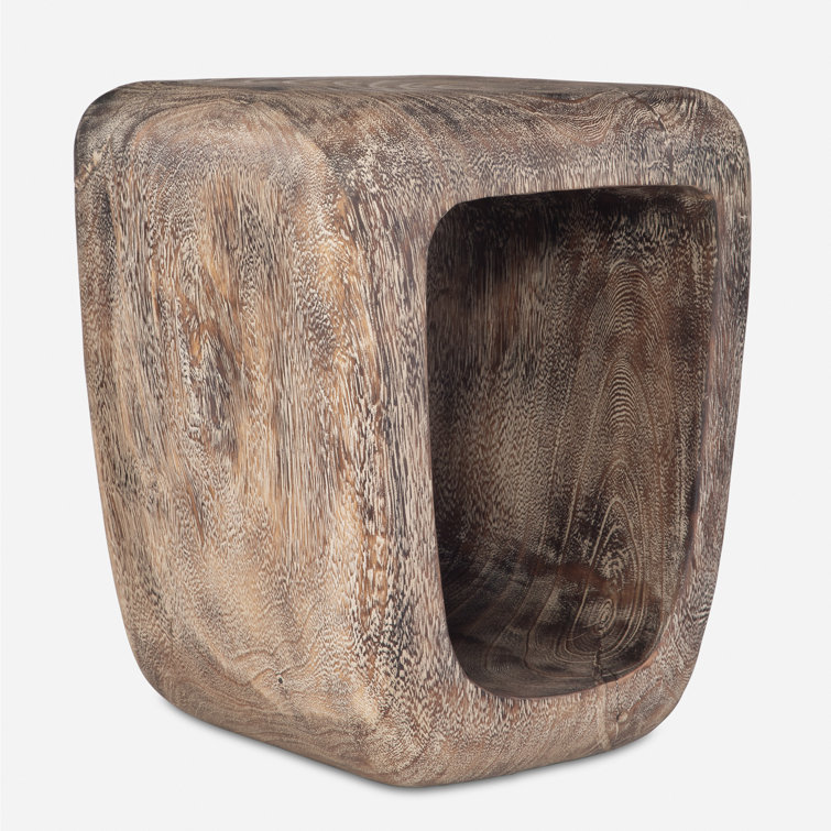 Rustic Brown Solid Suar Wood Accent Stool