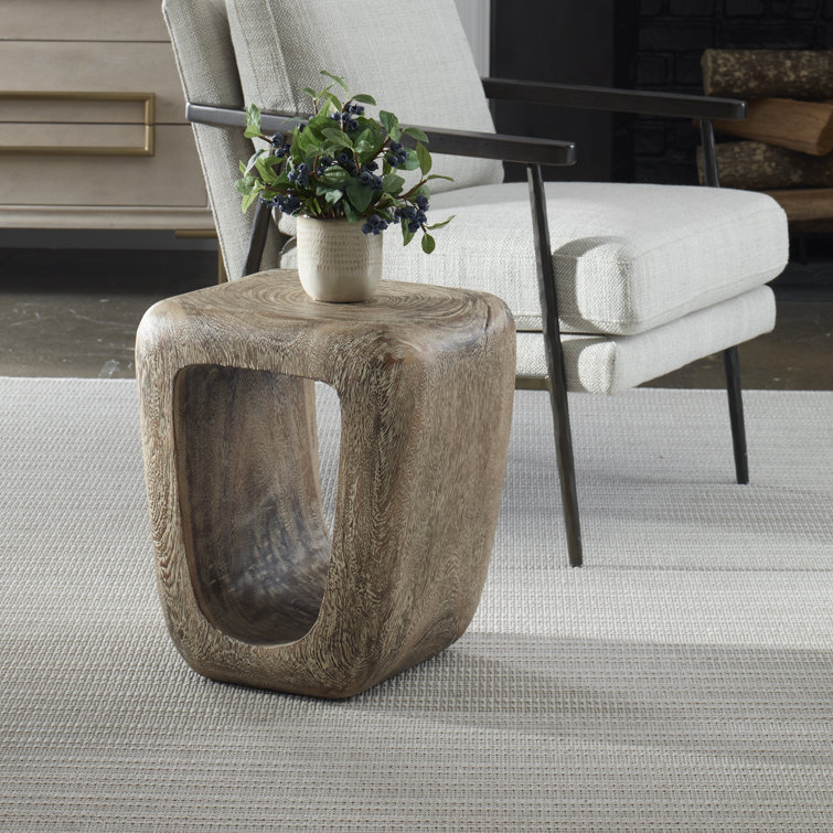 Rustic Brown Solid Suar Wood Accent Stool