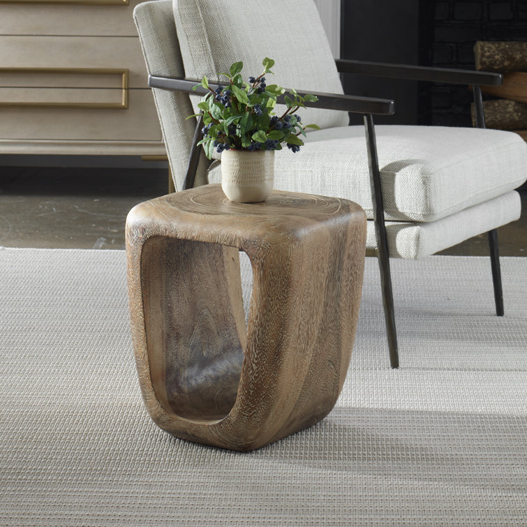 Rustic Brown Solid Suar Wood Accent Stool