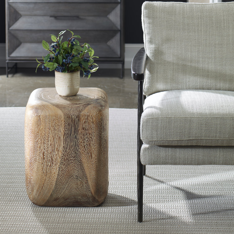Rustic Brown Solid Suar Wood Accent Stool