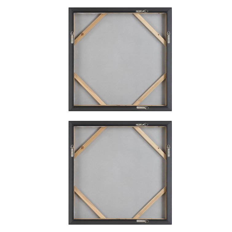 Hand-Painted Beige and White Canvas Art Set with Gold Frame