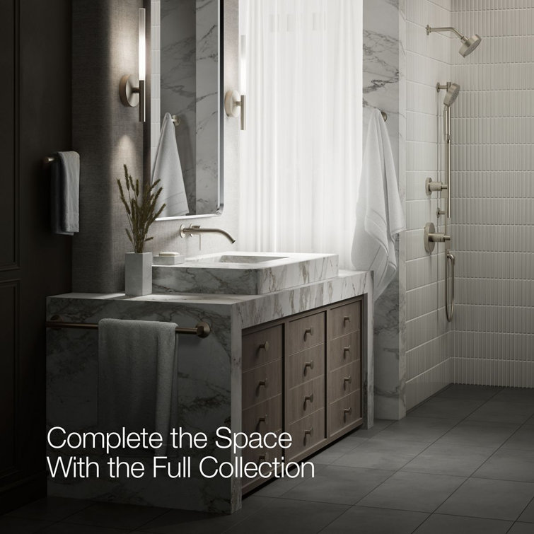 Brushed Nickel Wall-Mount Lever Bathroom Faucet