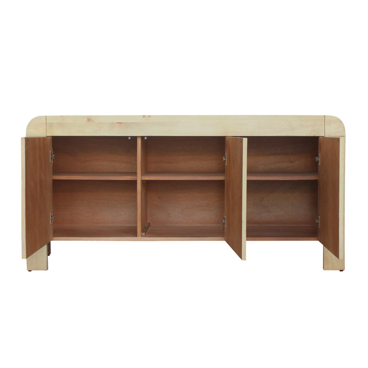 Natural Burl Wood 60" Sideboard with Veneer Finish