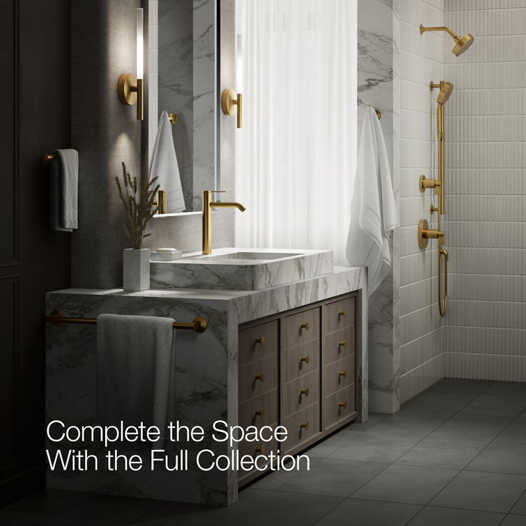 Vibrant Brushed Moderne Brass Tall Single-Handle Bathroom Faucet