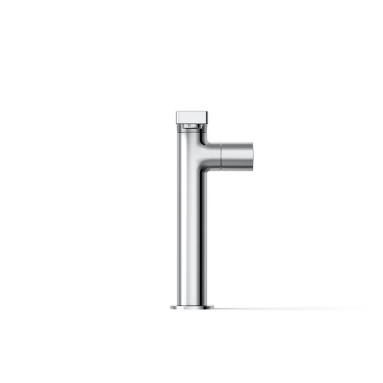 Composed Minimalist Polished Chrome Single-Handle Vessel Sink Faucet