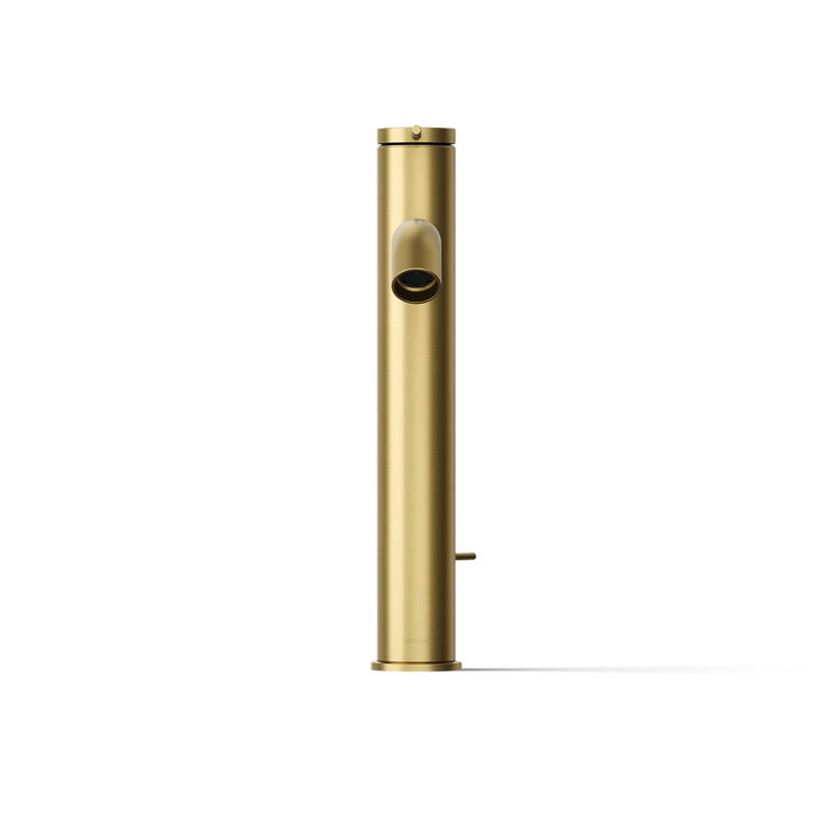 Vibrant Brushed Moderne Brass Tall Single-Handle Bathroom Faucet
