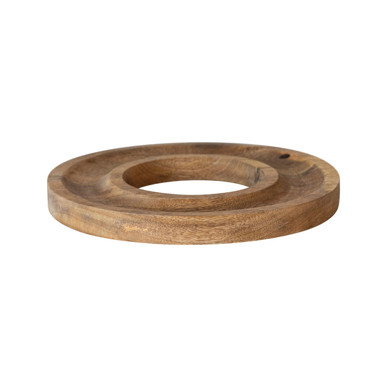 Natural Mango Wood Round Decorative Serving Tray
